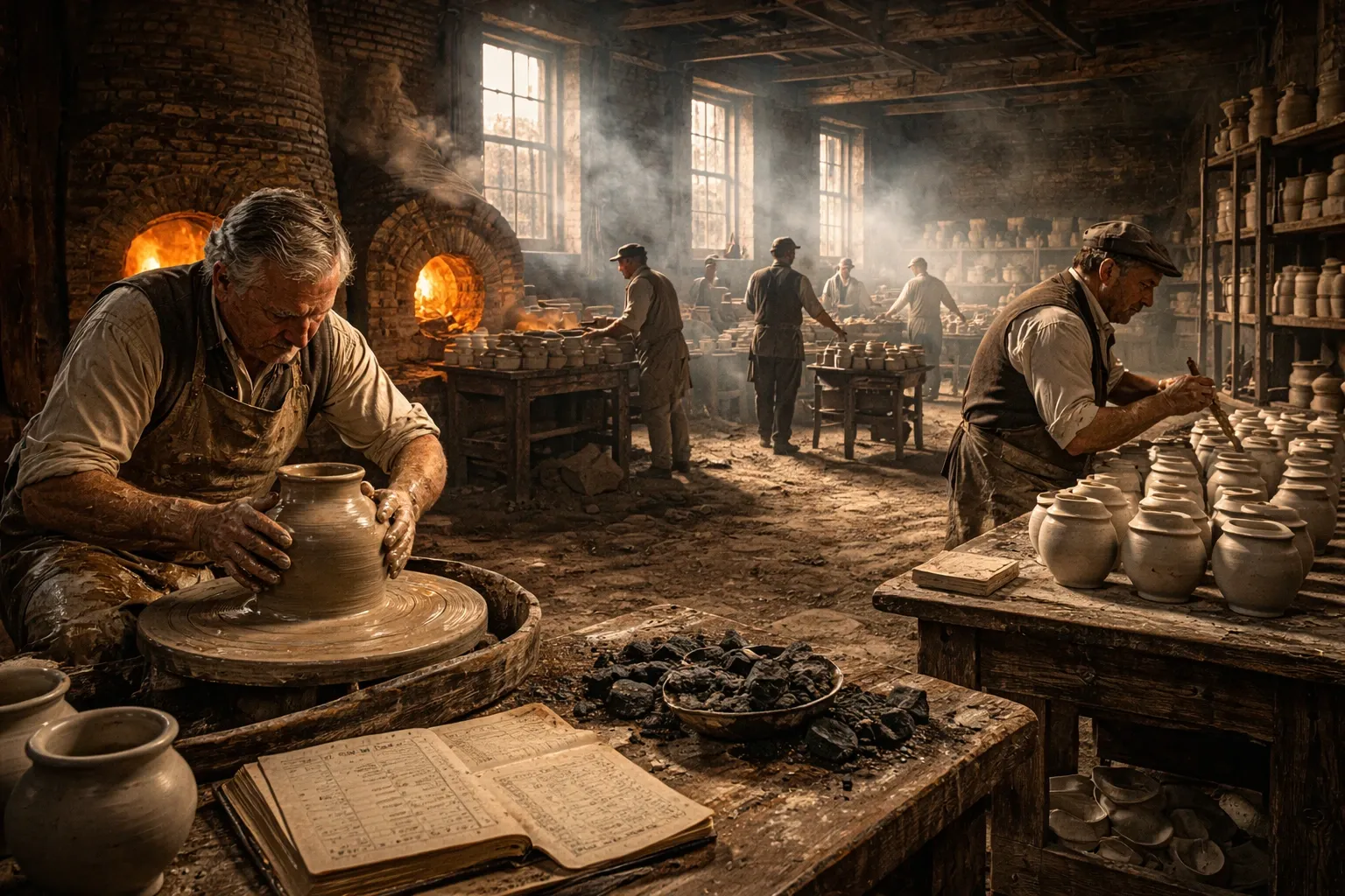 Fábrica de cerámica Wedgwood durante la Revolución Industrial