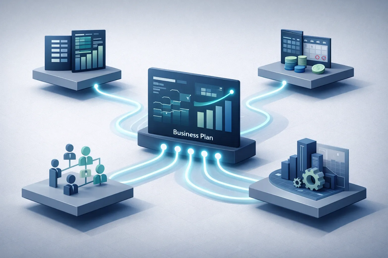 Diagrama de flujo mostrando cómo el capex, la amortización de deuda, personal y facturación se integran en el modelo financiero completo