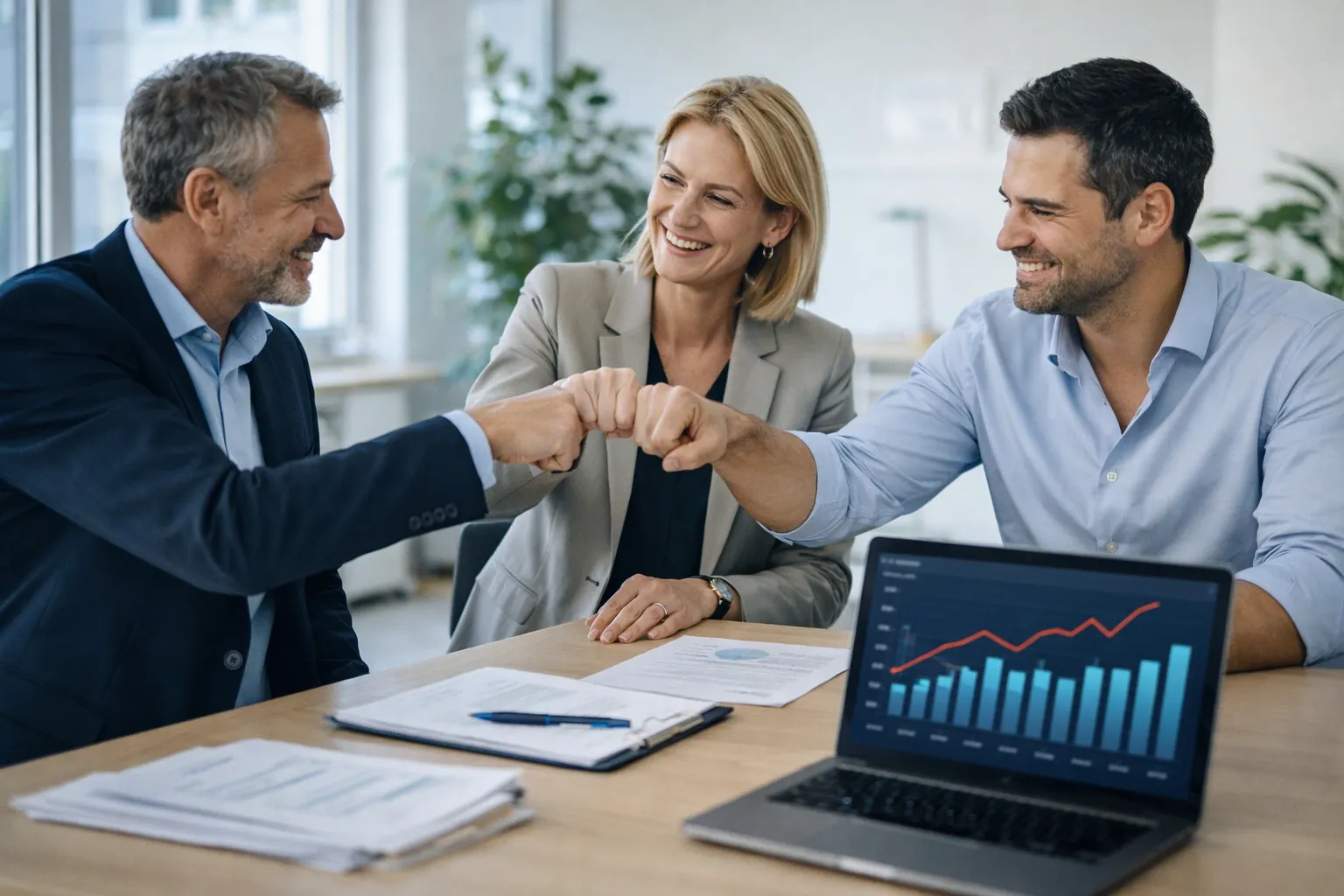 Gráfico mostrando la evolución de KPIs antes, durante y después de un turnaround exitoso