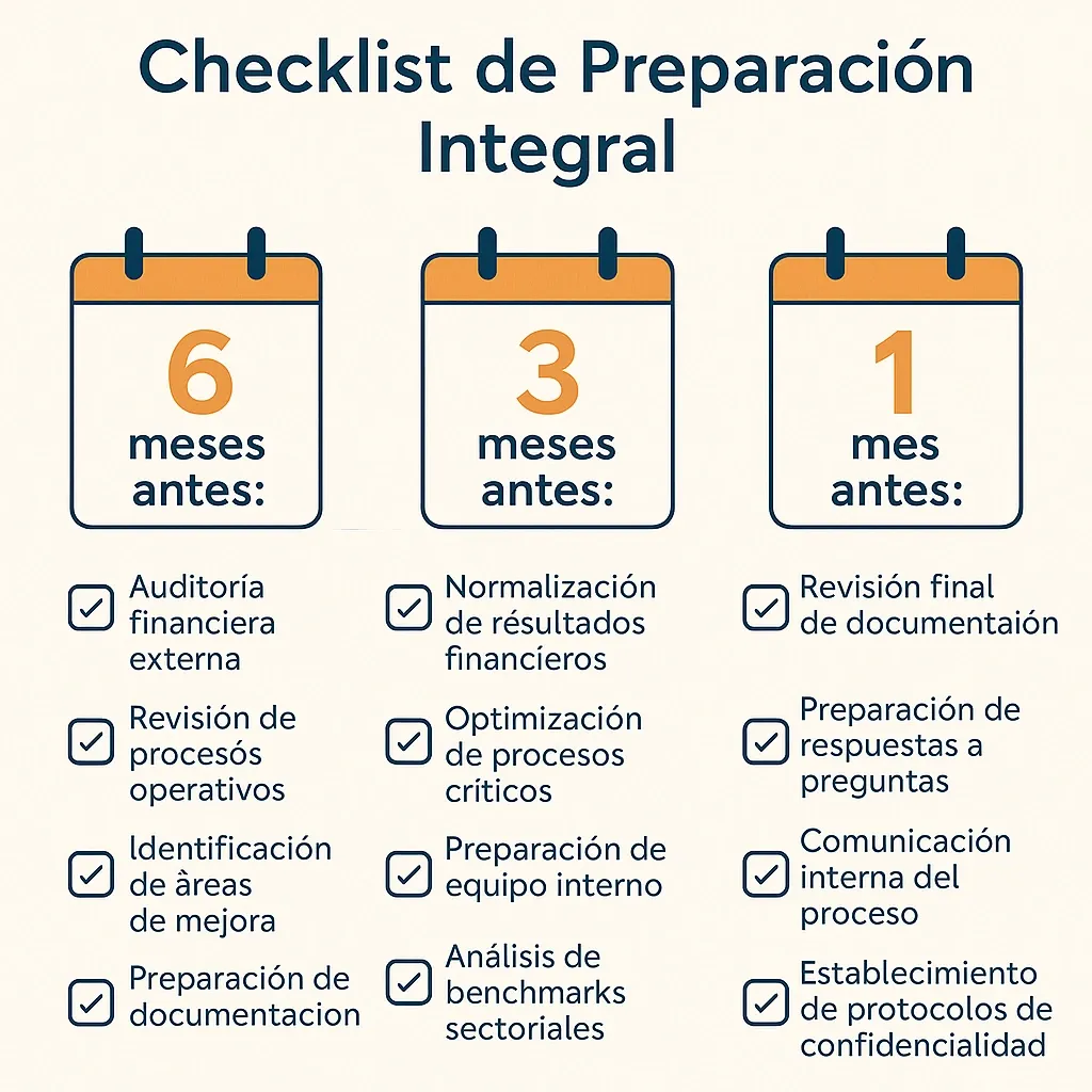 Checklist visual de preparación para Due Diligence
