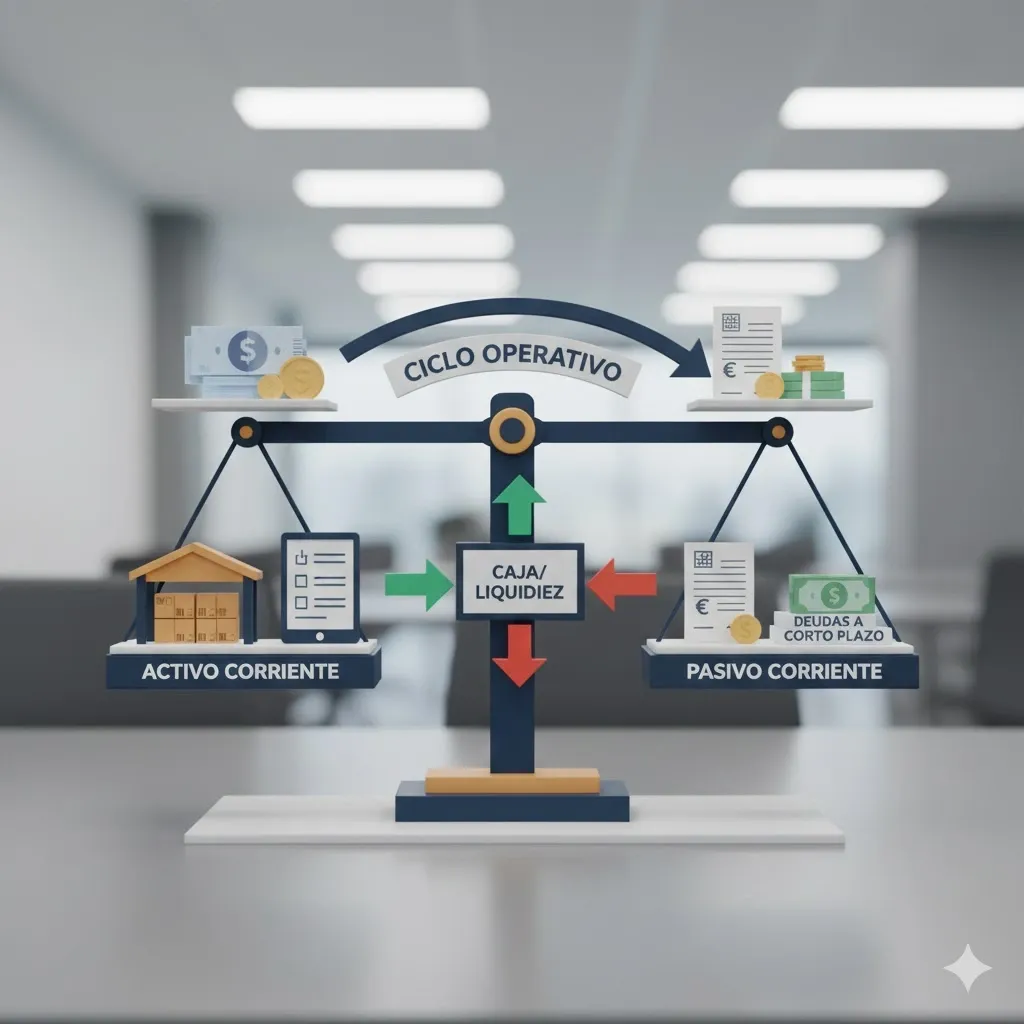 Gráfico mostrando los componentes del capital circulante y su impacto en la liquidez