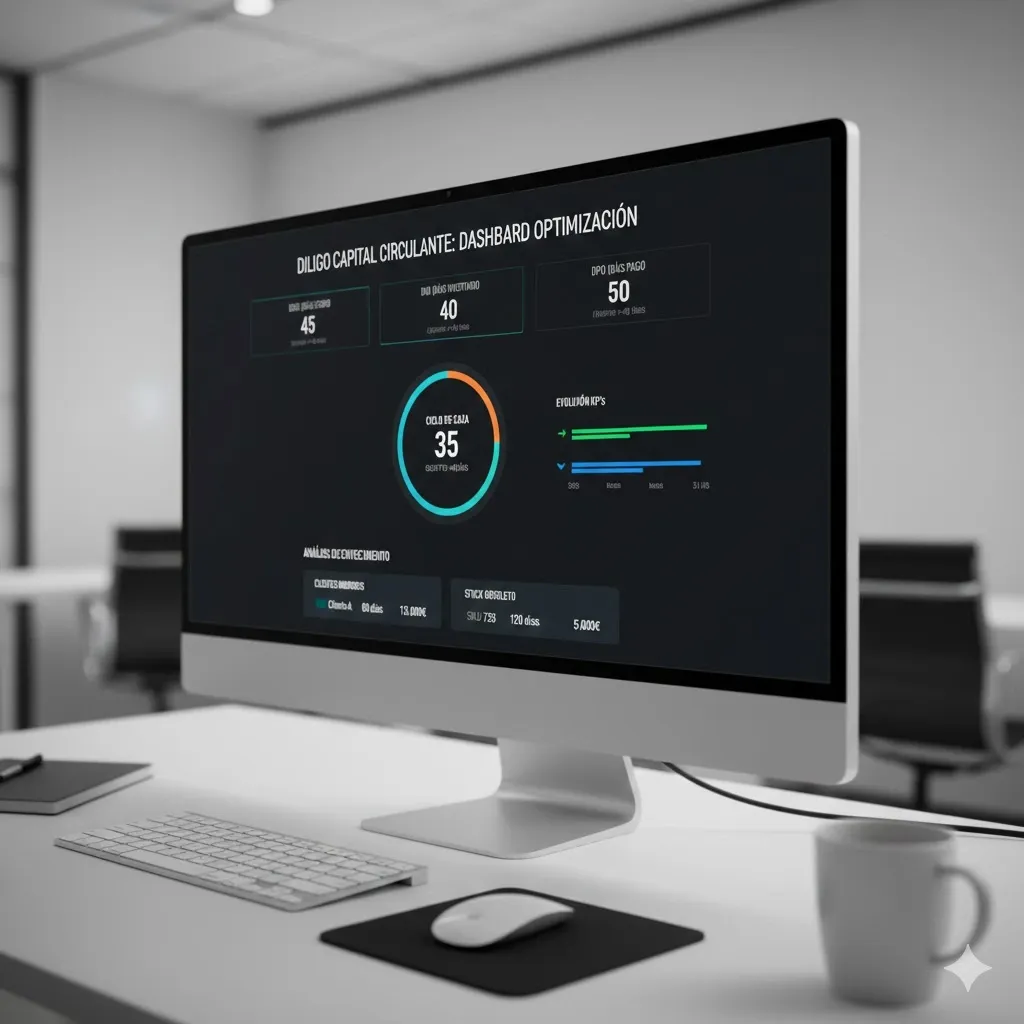 Dashboard mostrando herramientas y métricas para gestionar el capital circulante