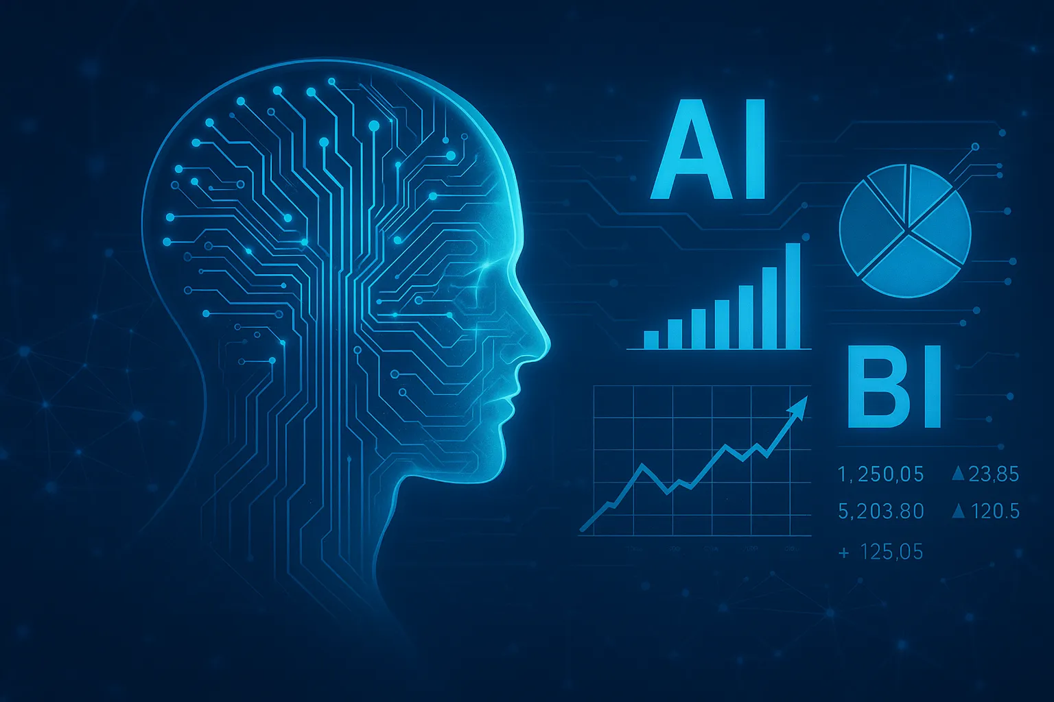 Dashboard moderno de BI mostrando múltiples KPIs financieros en tiempo real con gráficos interactivos y alertas
