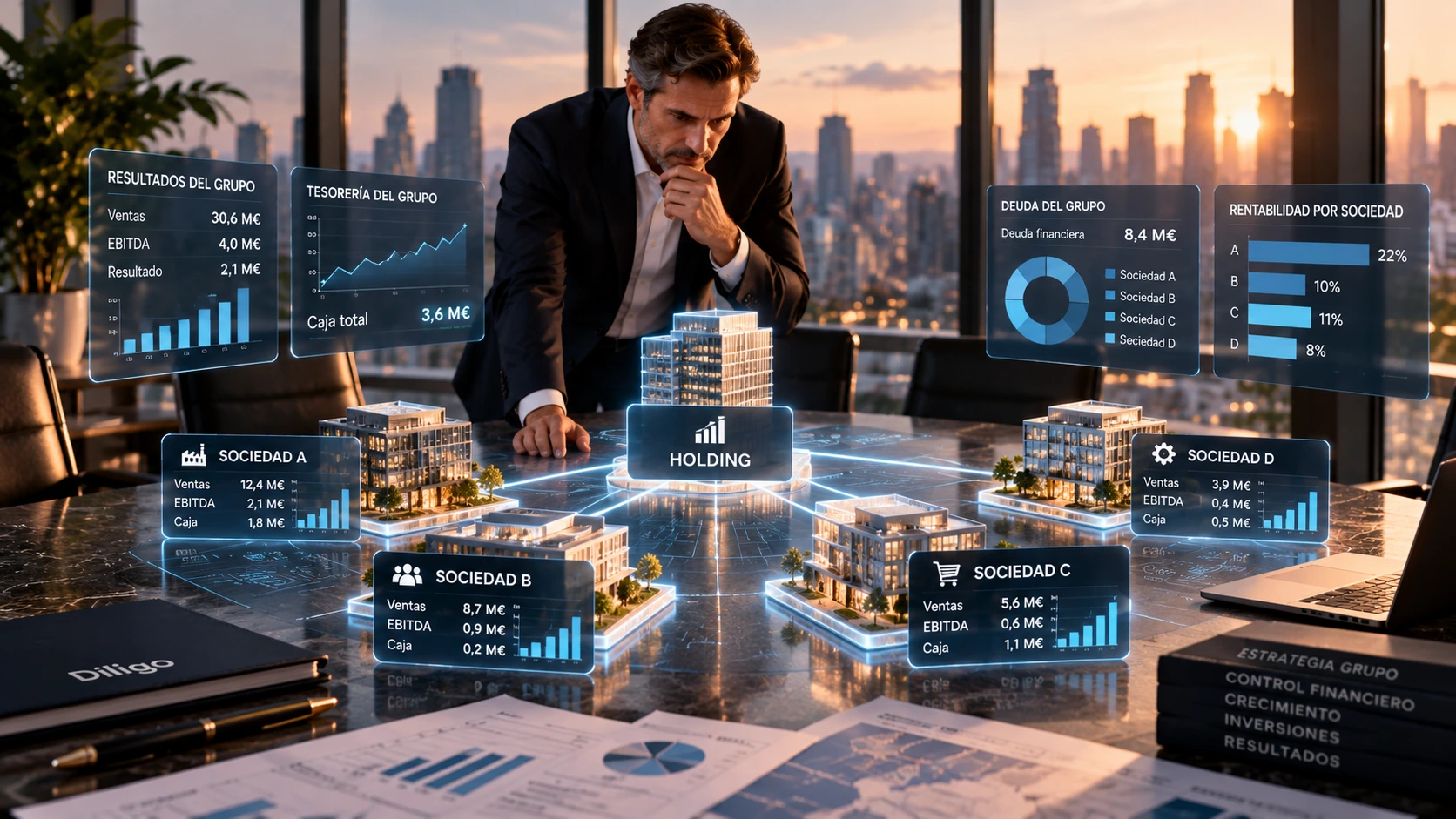 Descubre cómo organizar la dirección financiera de un grupo de empresas, integrar sus resultados, eliminar operaciones intragrupo y controlar la tesorería, la rentabilidad y los riesgos de todas sus sociedades.