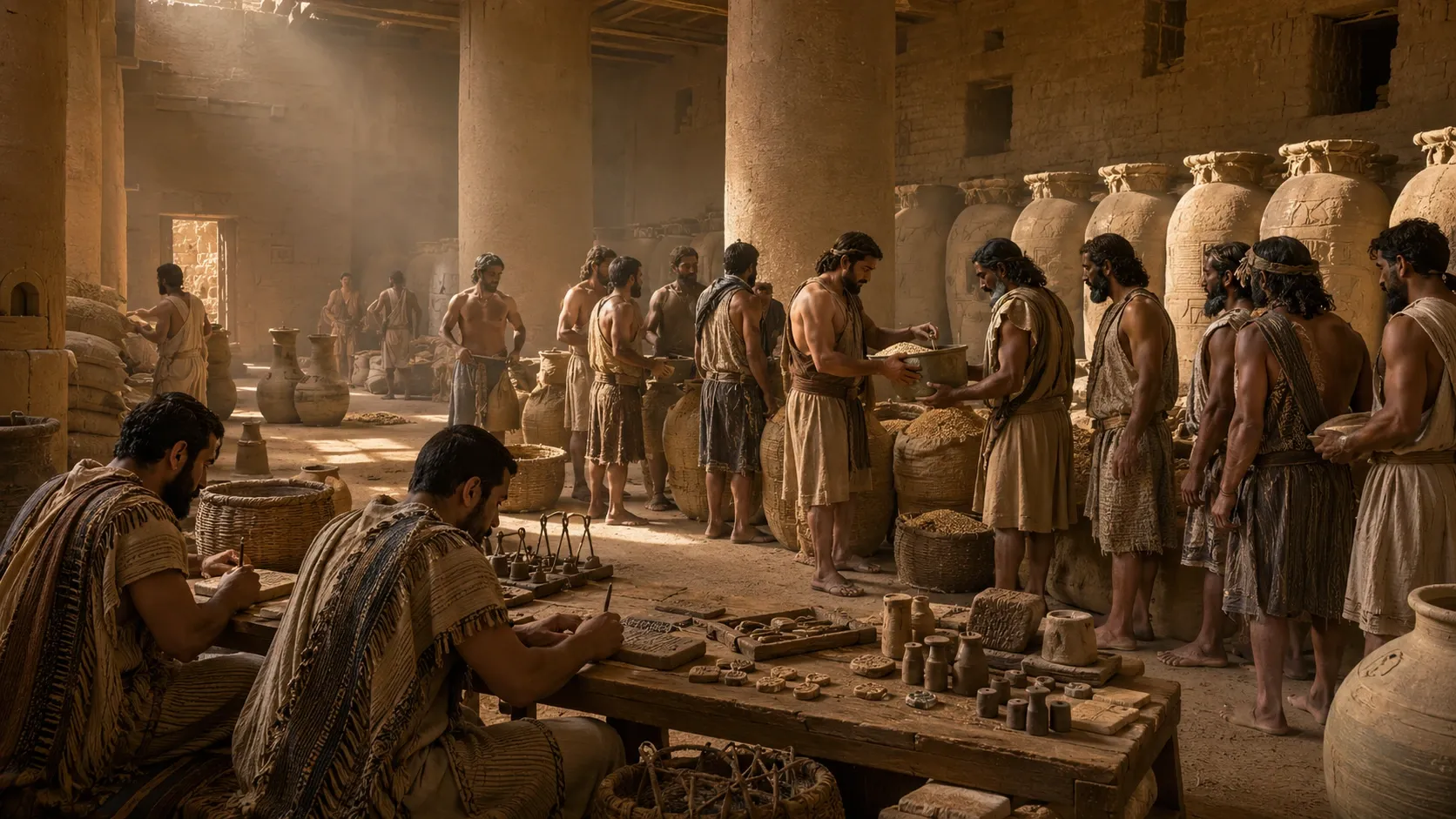 Administración de grano y recursos en una ciudad mesopotámica